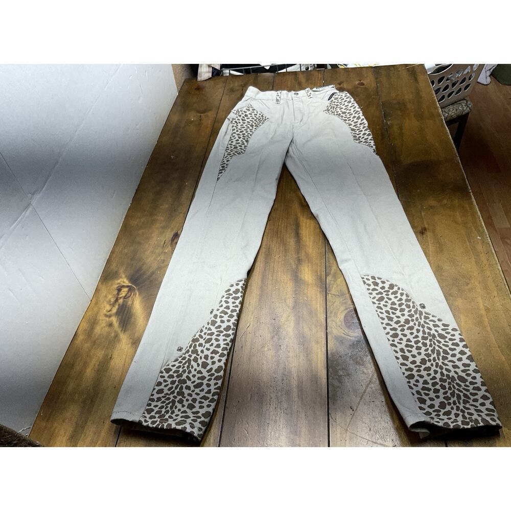 VTG Western Ethics Denim Jeans Size 1 Beige Leopard Bareback NWT